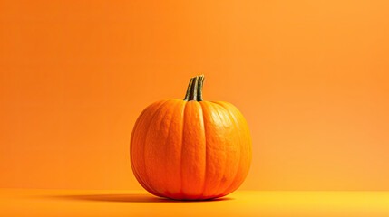 A single pumpkin on a orange background or wallpaper