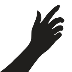 Vector silhouette of a hand on a white background, hand palm, hand silhouette, black flat hand vector illustration