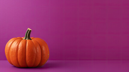 A single pumpkin on a magenta background or wallpaper