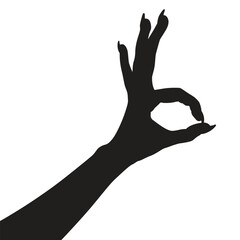 Vector silhouette of a hand on a white background, hand palm, hand silhouette, black flat hand vector illustration