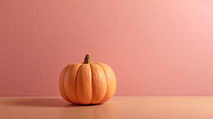 A single pumpkin on a blush background or wallpaper