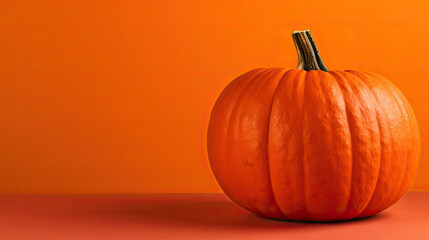 A single pumpkin on a scarlet background or wallpaper