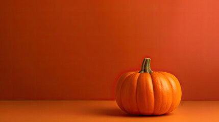 A single pumpkin on a scarlet background or wallpaper