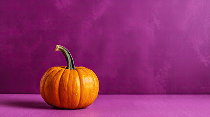 A single pumpkin on a vivid magenta background or wallpaper