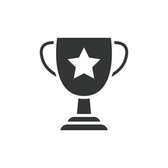 Trophy icon with a star shape on a transparent background