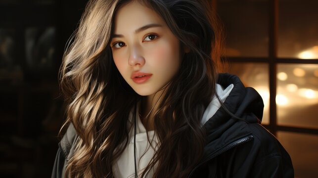Portrait Young Japanese Woman With Jacket 12707368.Ht 720B43, Background Images , Hd Wallpapers, Background Image