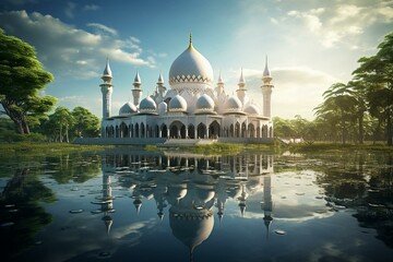 A beautiful mosque situated in Sulu. Generative AI - obrazy, fototapety, plakaty