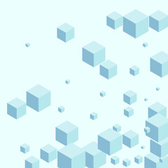 Fototapeta na wymiar Monochrome Box Background Blue Vector. Cube Random Design. White Cubic Connection Card. Shape Texture. Grey Toy Block.