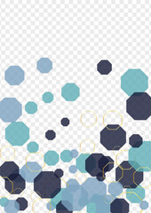 Dark Blue Polygon Background Transparent Vector. Geometric Communication Backdrop. Concept Wallpaper. White Cell Abstract. Hexagon Template.