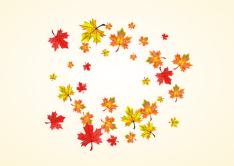 Green Leaf Background Beige Vector. Plant Tree Frame. Orange Abstract Leaves. Decor Foliage Illustration.