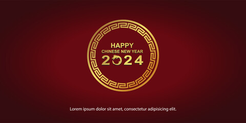 chinese new year 2024 with gold circle for banner