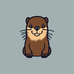 vector illustration. logo illustration of an otter made into a cute cartoon. flat cartoon style isolated vector