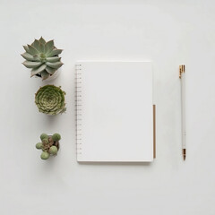 Blank Notepad Mockup on a Clean White Table