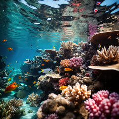 Naklejka na ściany i meble The coral reef teems with life a living kaleidos 