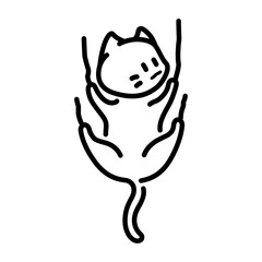Cat stick in wall. Minimalist cat drawing.