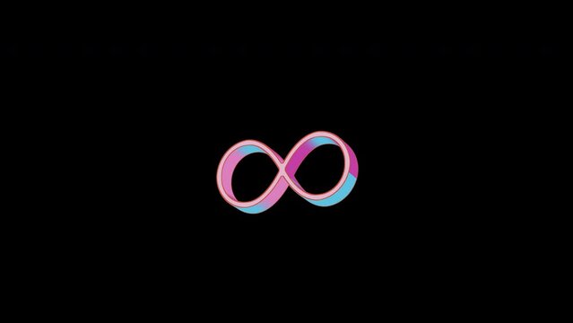 Bright infinity icon is jumping merrily. Retro style. Alpha channel black. Looped from frame 120 to 240, Alpha BW at the end