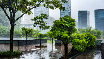 City, Rainy, Season, Rainy Season, City in rainy season, wet, wet weather, Modern, Modern city in rainy day, lovely, Lovely weather, Halloween, AI generated