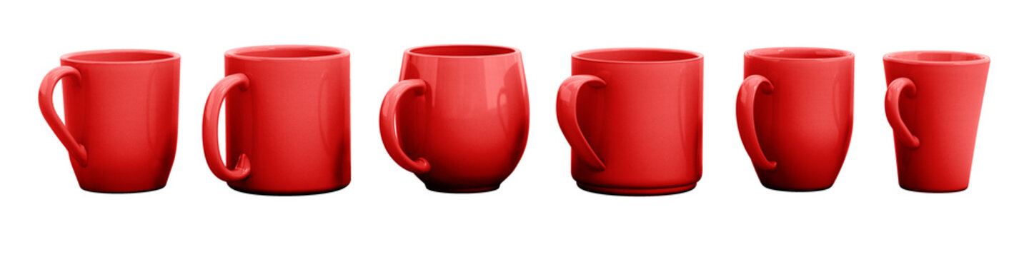 Coffee mugs isolated on transparent background. 3D illustration