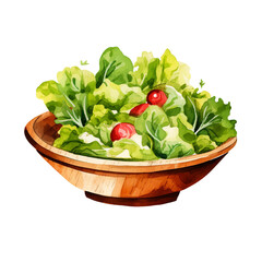 Fresh Garden Salad Watercolor on Transparent Background - Vibrant, Healthy, and Artistic
