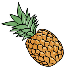 Watercolor fresh Pineapple,creative with illustration in flat design.