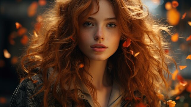 Blissful Red Haired Girl Posing Weekend Morning , Background Images , Hd Wallpapers, Background Image