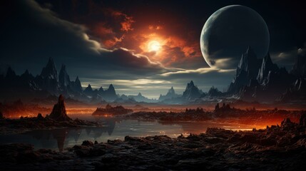Fototapeta premium A Breathtaking Landscape Of A Habitable Planet , Background Images , Hd Wallpapers, Background Image
