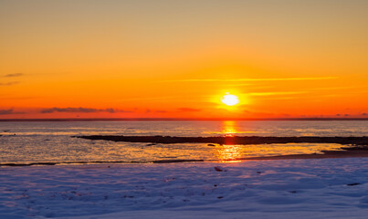 冬の夕焼け風景（Winter sunset）- 海岸（sea）