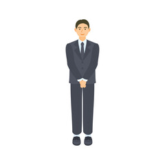 立っている男性会社員。フラットなベクターイラスト。 A standing male office worker. Flat designed vector illustration.