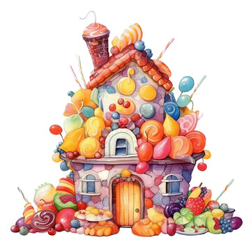 Watercolor Candy House Clipart Sublimation