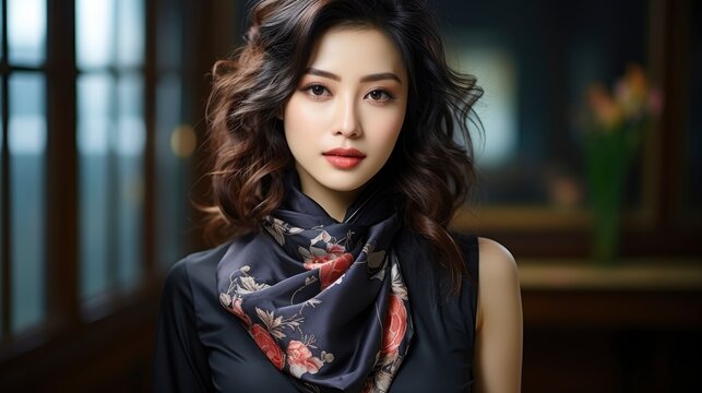 Full Length Photo Young Pretty Chinese Woman Black , Background Images , Hd Wallpapers, Background Image