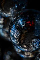 Disco ball decorations in a room, Decoration with mirrorballs 