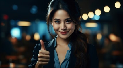 Image Confident Asian Woman Showing Thumb Up Approval, Background Images , Hd Wallpapers, Background Image