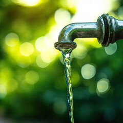 Droplet water from  faucet