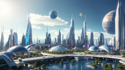 Space city. AI Generative