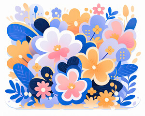Flat abstract design of a spring flower background, minimalism illustration, website, Ul design
