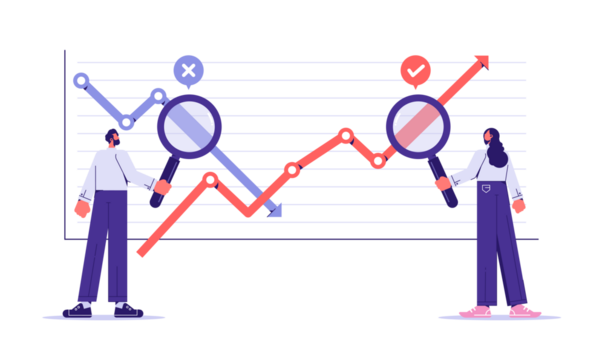 Crisis and growth analytics, stabilization and sales arrow graph prediction. Development, stock or investment analytics statistics, Business team analyst financial graph