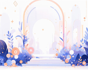 Flat abstract design of a wedding arch, minimalism illustration, website, Ul design