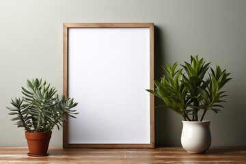 Mock up blank frame in interior background