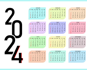 2024 calendar design vector stylish and minimal