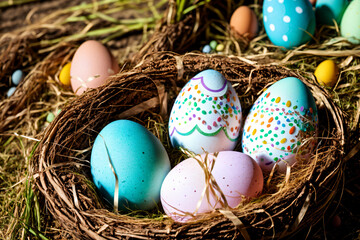 Obraz premium easter eggs in a nest