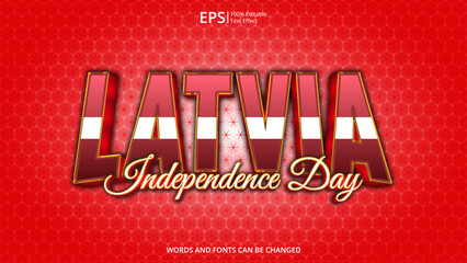 latvia editable text effect with latvia flag pattern suitable for poster design about holiday, Feast day or latvia independence day moment