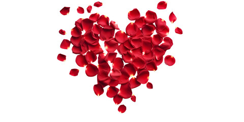 Passionate Heart of Red Rose Petals Isolated on Transparent Background
