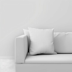 Blank Pillow Mockup on Sofa Against White Background