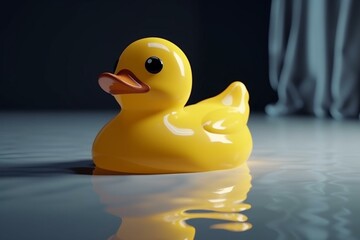 3D rendered yellow rubber duck. Generative AI