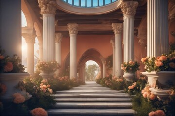 Temple columns wedding digital backdrop photography background wedding ancient palace maternity props floral wedding overlays garden props