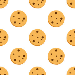 Cookie seamless pattern on white background.