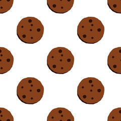 Cookie seamless pattern on white background.