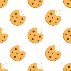 Cookie seamless pattern on white background.