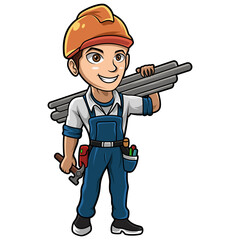 Service man cartoon chibi mascot