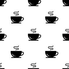 Cup of Coffee seamless pattern on white background.